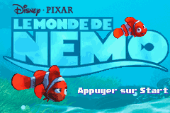 Finding Nemo title screen for GameBoy Advance